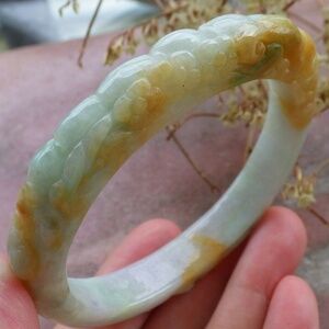 Certified 3 Color Natural JADE Jadeite Goose Bat Bangle Bracelet 58mm
